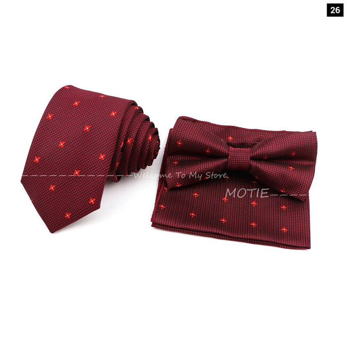 Top Quality 6Cm Bowtie Set Red Pink For Weddings And Parties