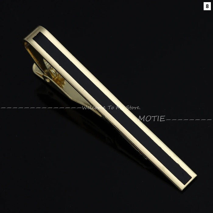 Golden Stripe Metal Necktie Clip Business And Party Accessory