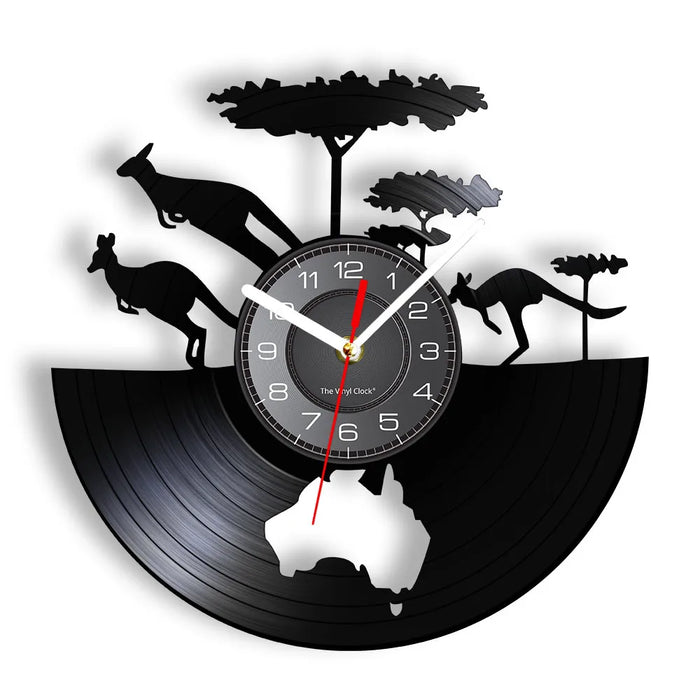 Kangaroo Vinyl Record Clock Australia Map Decor