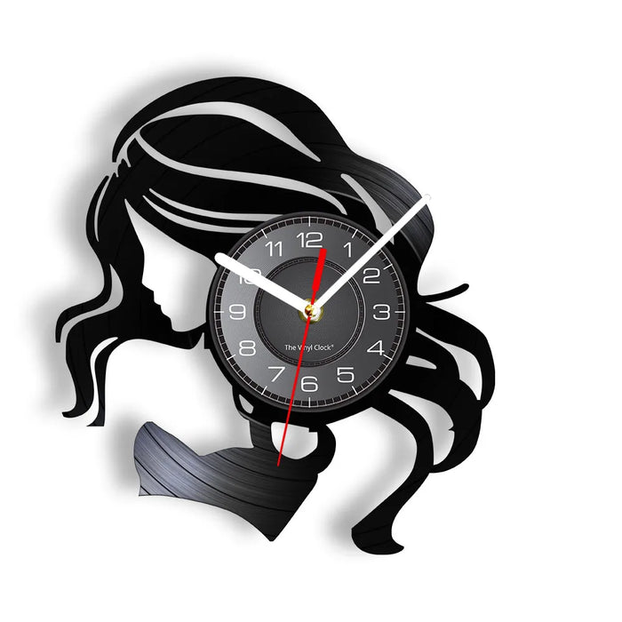 Vinyl Record Hair Salon Wall Clock