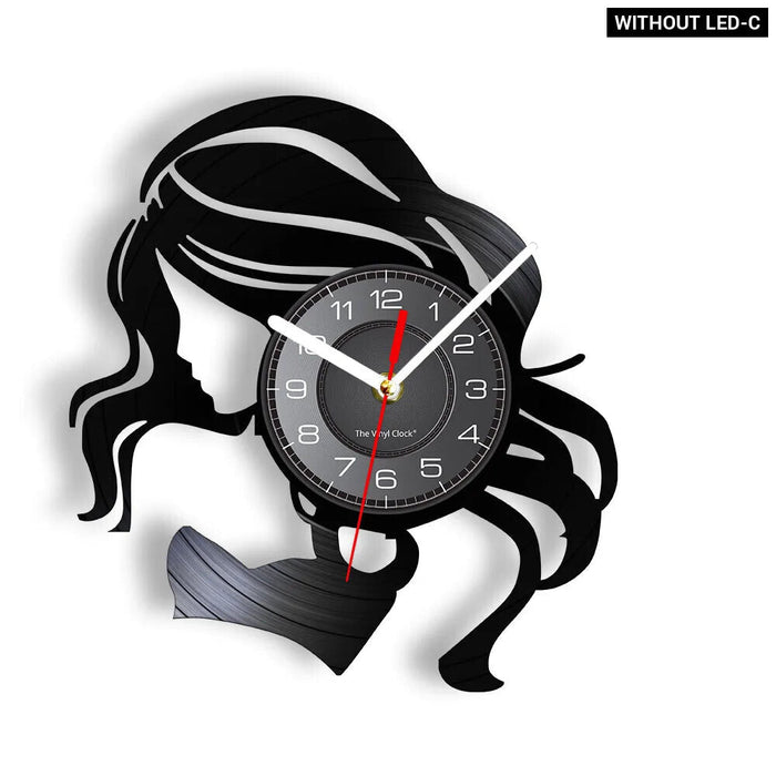 Vinyl Record Hair Salon Wall Clock