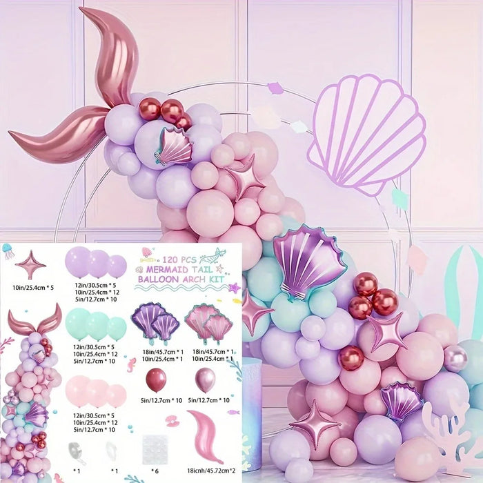 120Pcs Pink Mermaid Balloon Garland Arch Set Wedding Birthday Party Anniversary Graduation Decoration
