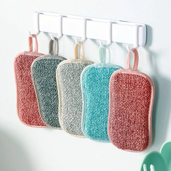 5pcs Super Absorbent Microfiber Double Sided Scrub Sponge