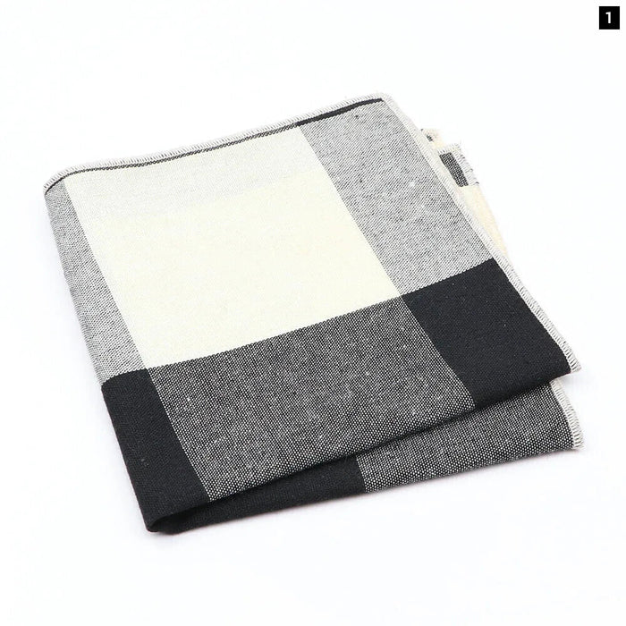 Premium Cotton Plaid Hankerchiefs Black Blue Red