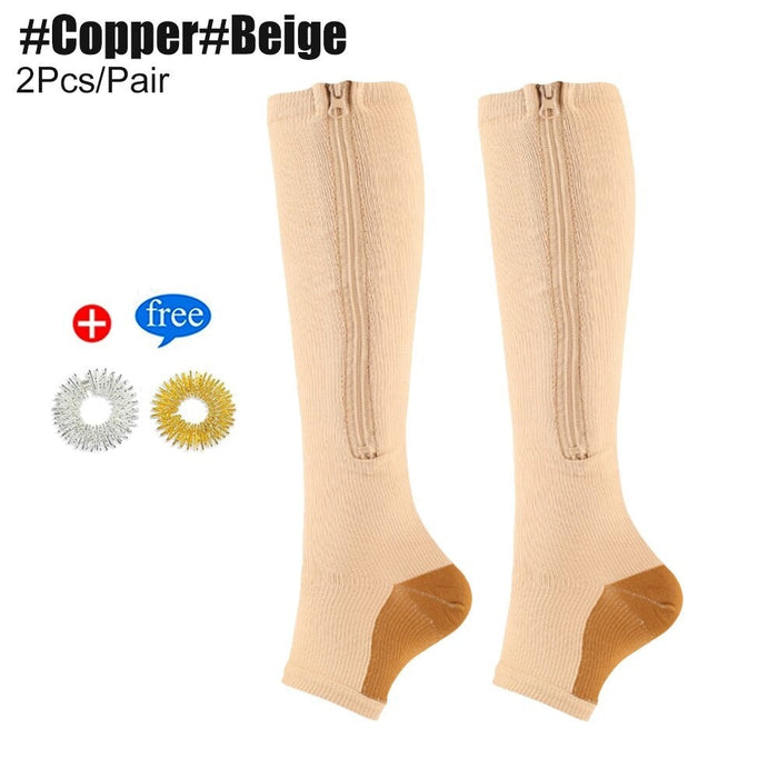 2Pcs/Pair Zipper Compression Skin Protection Open Toe Socks for Men Women