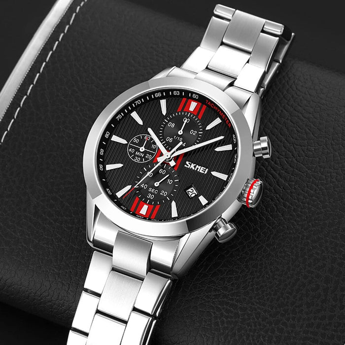 Men's Stainless Steel Band Analog Display Quartz 3ATM 30M Water Resistant Wristwatch