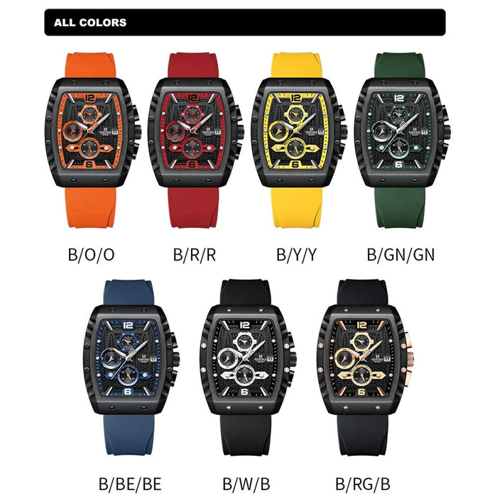 Men's Silicone Analog Calendar Display Quartz 3ATM 30M Water Resistant Wristwatch