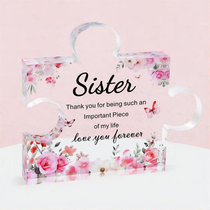 Engraved Acrylic Block Puzzle For Sister's Birthday Funny Quotes