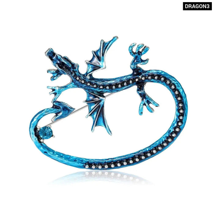 Designer Brooch Enamel Dragon Lapel Pin Vintage Lizard Jewelry Luxury