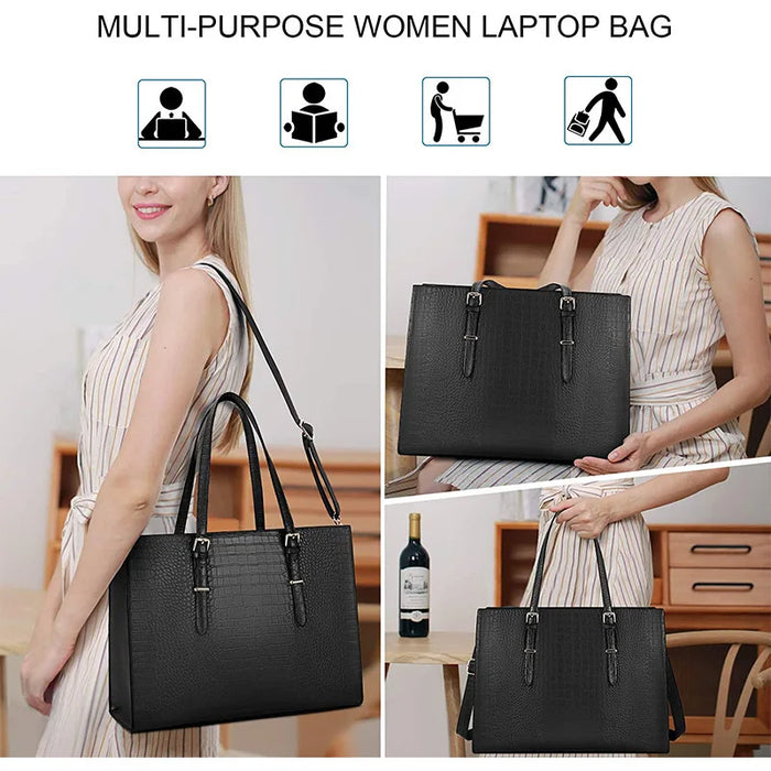 For Macbook Air Pro Notebook Womens 15.6 Inch Shoulder Messenger Case Pu Leather Hand & Laptop Bag