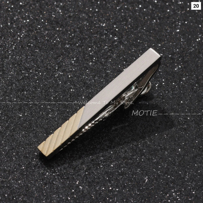 Golden Stripe Metal Necktie Clip Business And Party Accessory