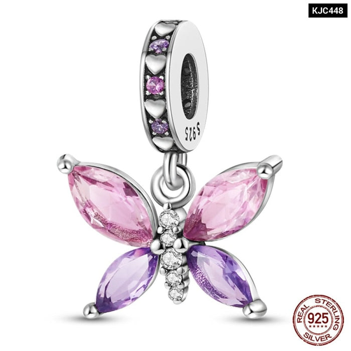 Fit Pandora 925 Original Bracelet 925 Sterling Silver Flower Bird Series Charms Beads For Women DIY Jewelrys Making