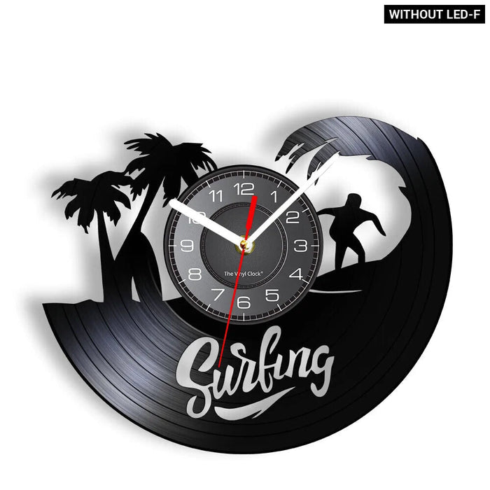 Surfing Vinyl Record Wall Clock