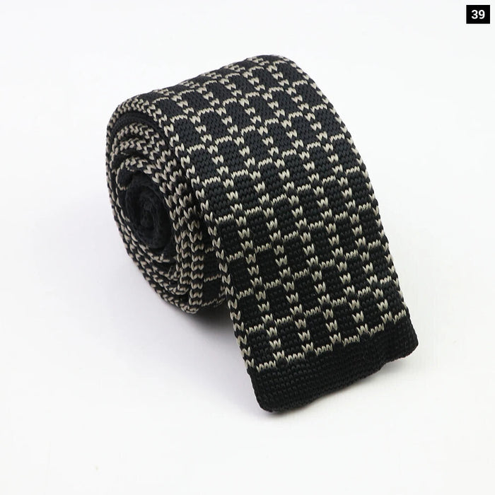 Classic Knit Neck Ties Plaid Dots 6Cm Width Business And Wedding