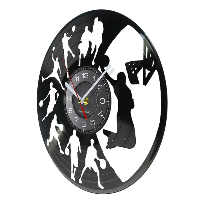 Silhouette Dunking Vinyl Record Clock