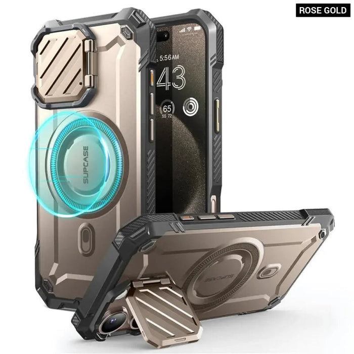 For Iphone 16 Pro Max 6.8" Ub Mag Xt Heavy Duty Rugged Strong Magnetic Phone Case With Camera Cover Kickstand