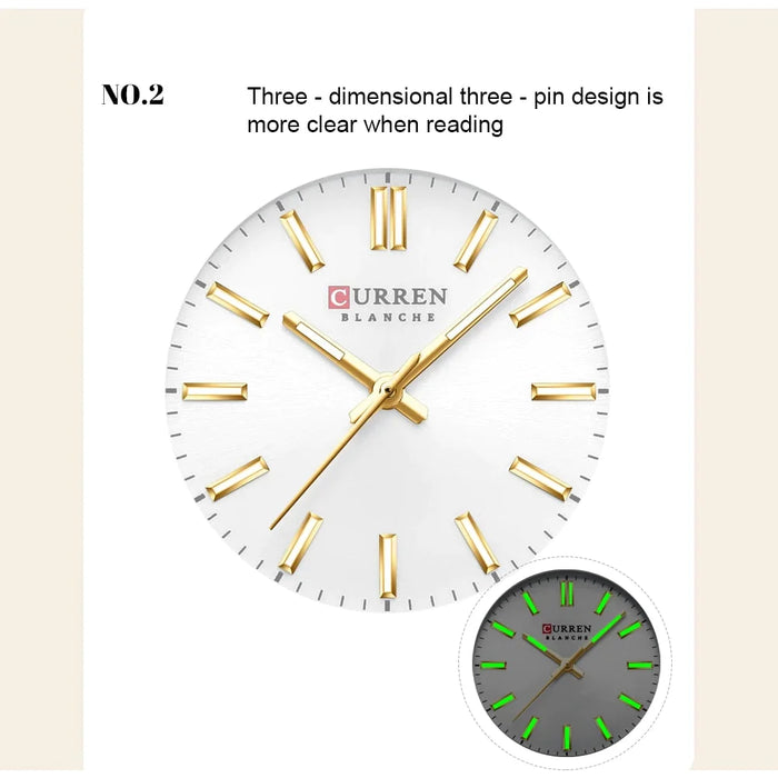 Stainless Steel Classic Luminous Hands Quartz Fashion Wristwatches For Women