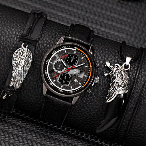 3pcs Set Fashion Mens Calendar Watches Male Business Casual