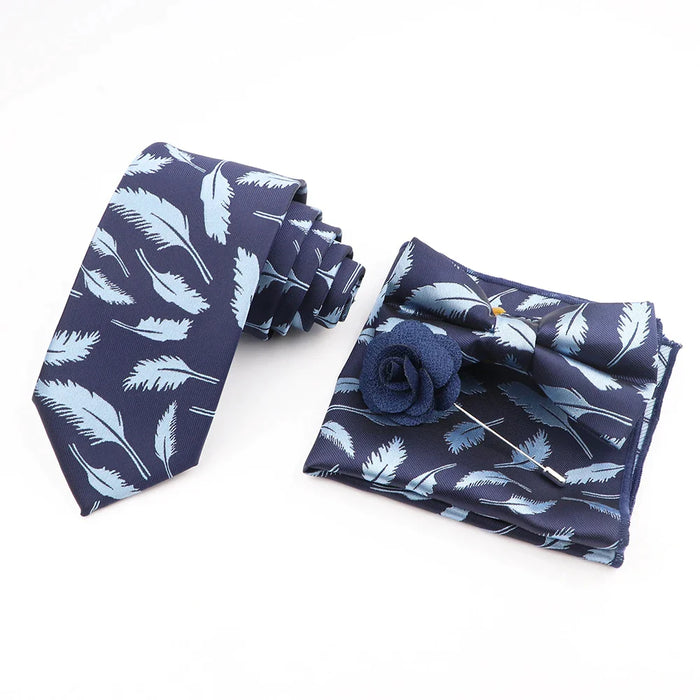 Flower Pattern Ties And Handkerchief Set For Weddings And Business