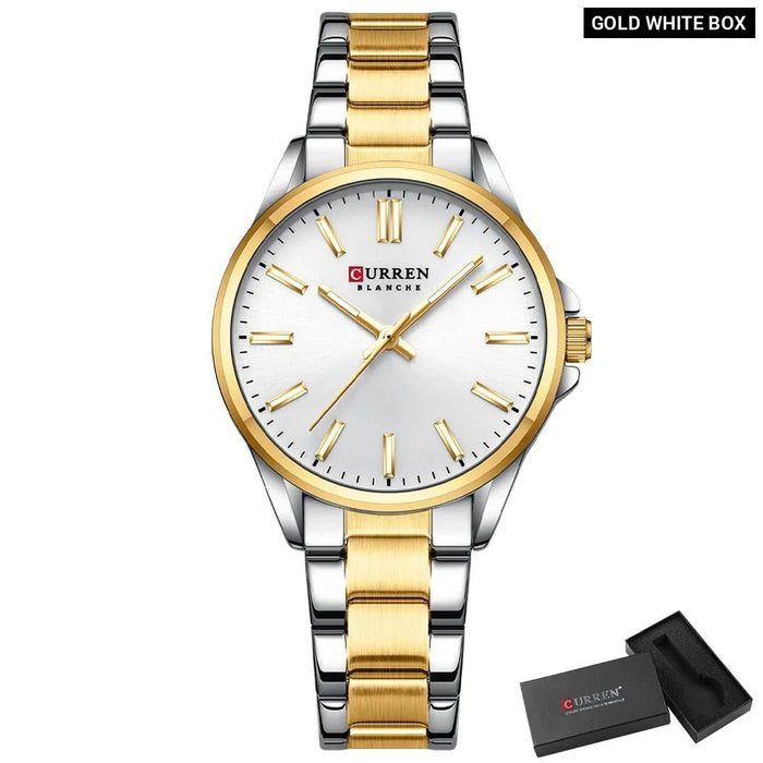 Simple Elegant Stainless Steel Quartz Wristwatches With Luminous Hands For Women