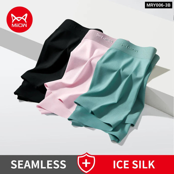 3 Piece Soft Ice Silk Mens Boxers