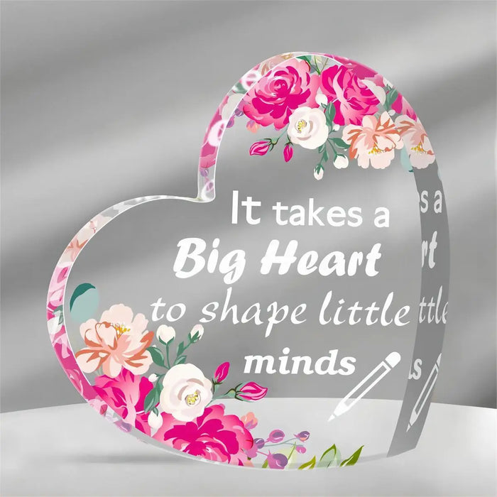 Clear Acrylic Heart Keepsake & Paperweight Teacher Appreciation Gift