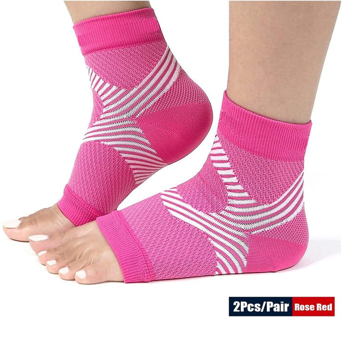 2Pcs/Pair Open Toe Foot Compression Socks for Achilles Tendonitis Brace