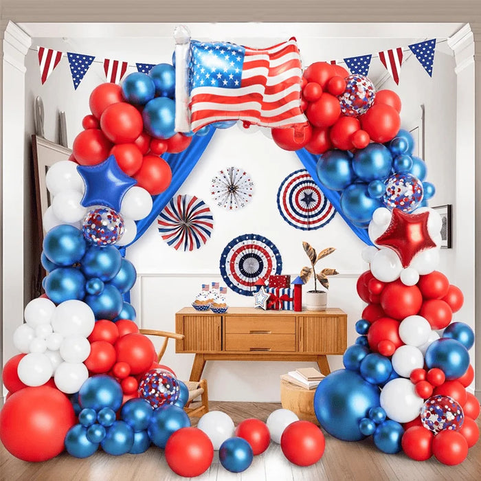 132Pcs Red White And Blue Balloon Garland Set Balloons Suitable For Graduation Party Independence Day Balloon Arch Decoration