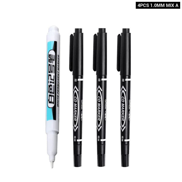 White Permanent Paint Pen Set For Multiple Surfaces 0.7Mm Tip