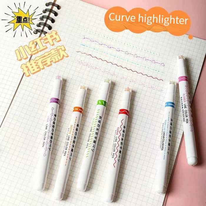 6 Colour Double Line Outline Marker Pen Quick Dry