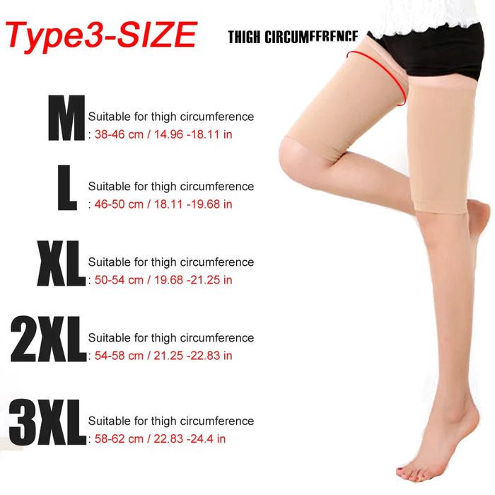 1 Pair Thigh High Compression Recovery Sleeves With Silicone Band For Women