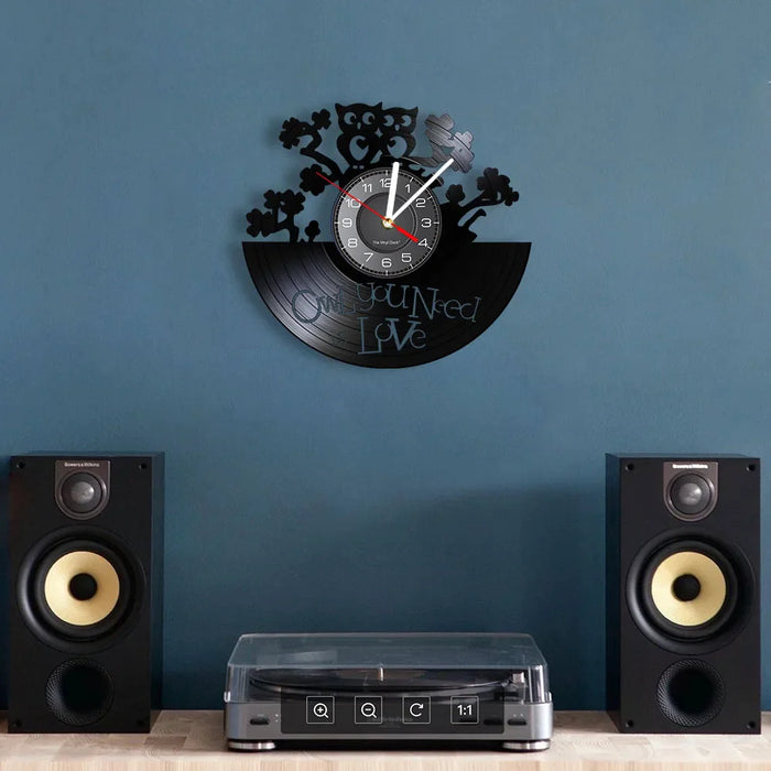 Vinyl Record Owl Wall Clock