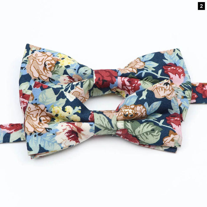 Colourful Floral Bow Ties Fashionable Cotton For Weddings And Parties