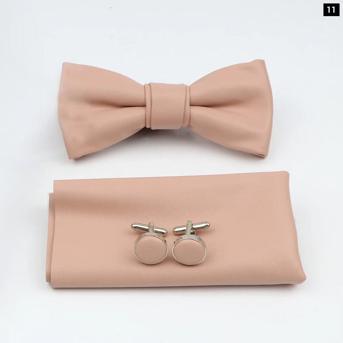 Tie Pocket Square Cufflink And Bowtie Set For Men For Business Weddings And Gifts