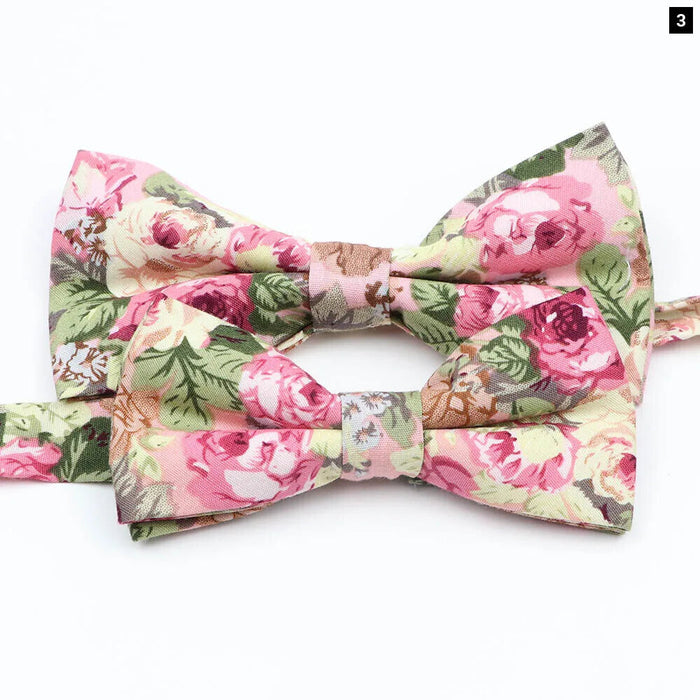 Colourful Floral Bow Ties Fashionable Cotton For Weddings And Parties