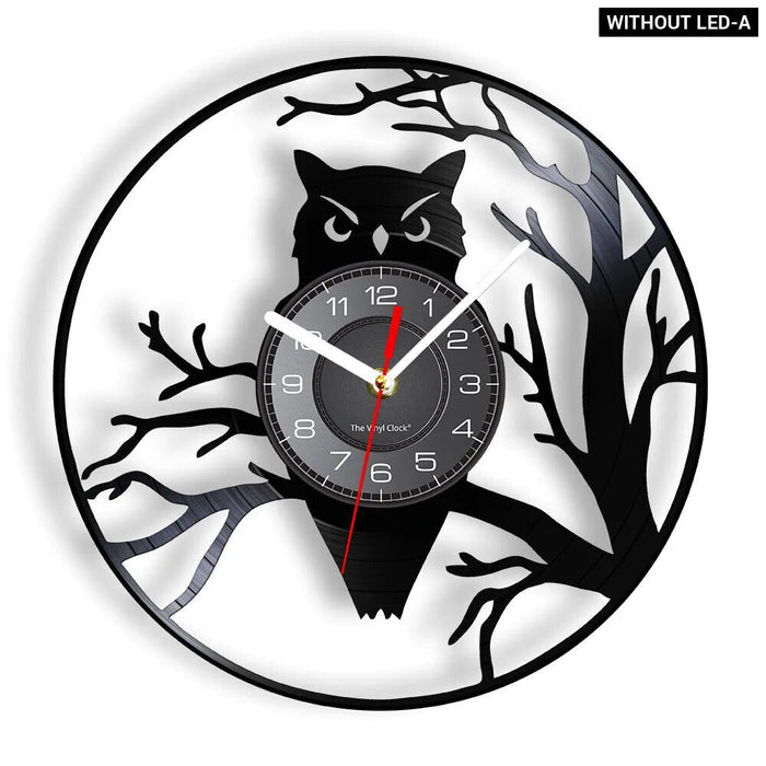 Vinyl Record Clock Eagle Owl Wall Art