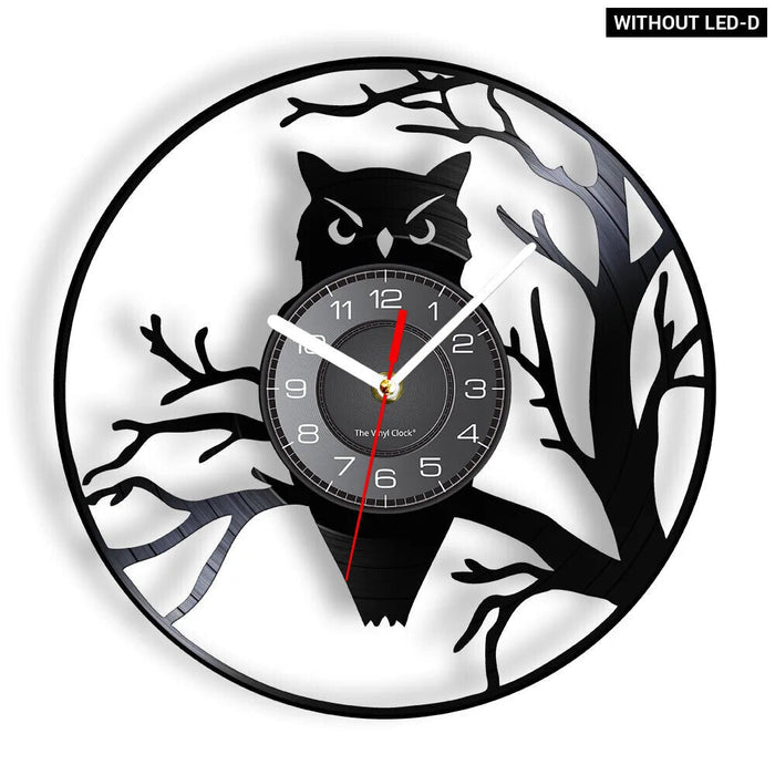 Vinyl Record Owl Wall Clock