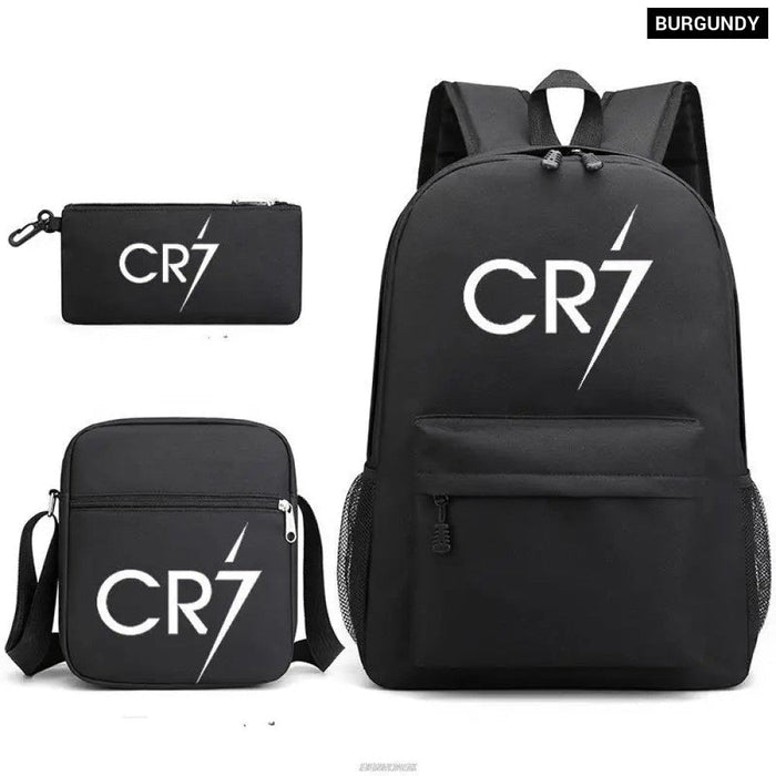 Unisex Cr7 Kids School Book Bags 3Pcs