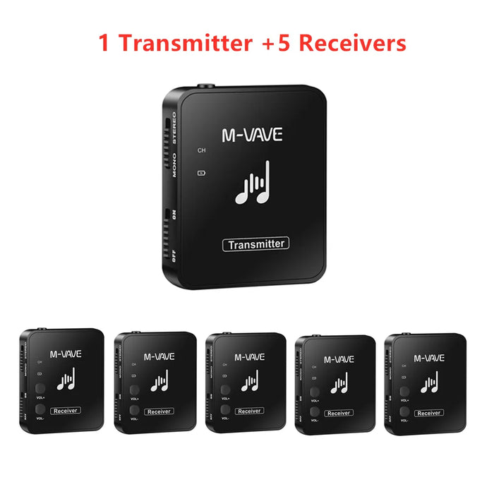 M-Vave Wp-10 2.4G Wireless System Earphone Monitor Rechargeable Transmitter Receiver Support Stereo Mono Recording Function