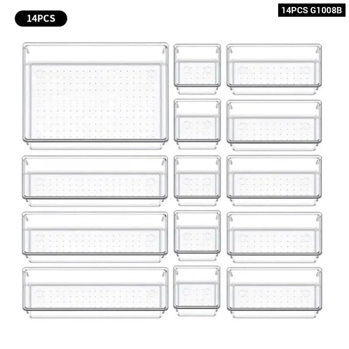 Drawer Organizers Set 7 14 Pieces Clear Plastic Dividers For Desk Bedroom