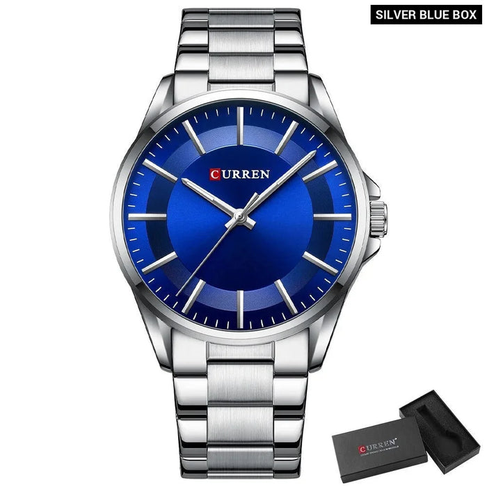 Fashion Mens Watches Stainless Steel Band Business Quartz Wristwatches For Man Luminous Hands Clock Male