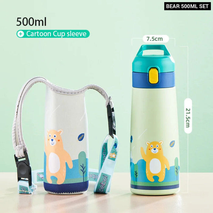 500Ml Stainless Steel Coffee Cup With Straw For Kids
