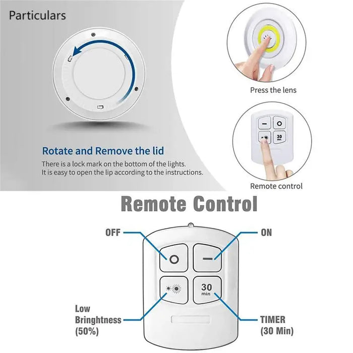 3W Cob Dimmable Under Cabinet Light With Remote Switch