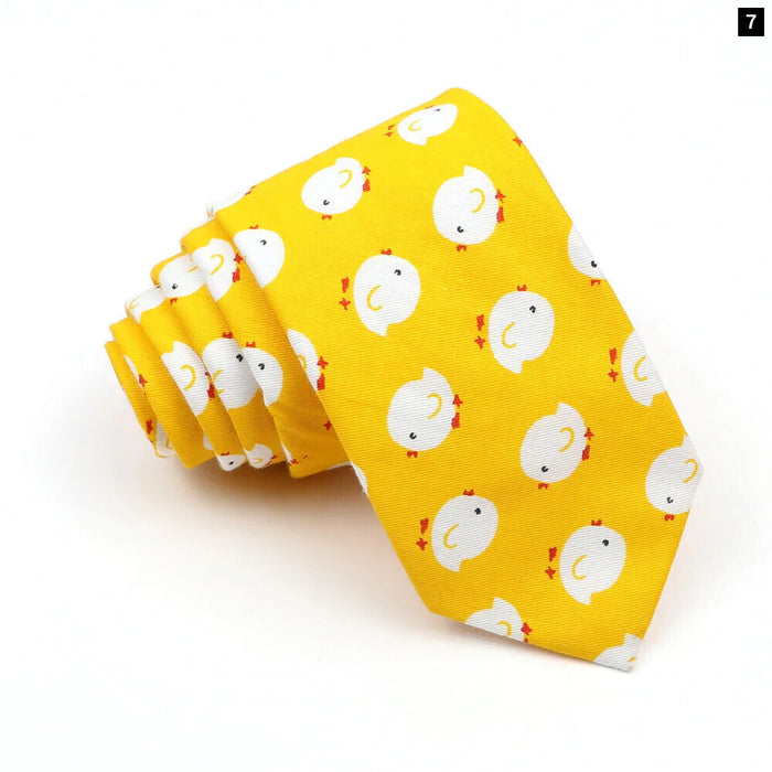 Cartoon Neck Ties For Men Slim Casual Cotton For Weddings And Parties