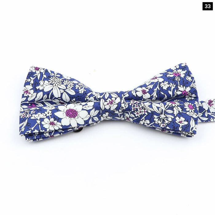 Colourful Floral Bow Ties Fashion Cotton Print For Mens Wedding And Business Suits