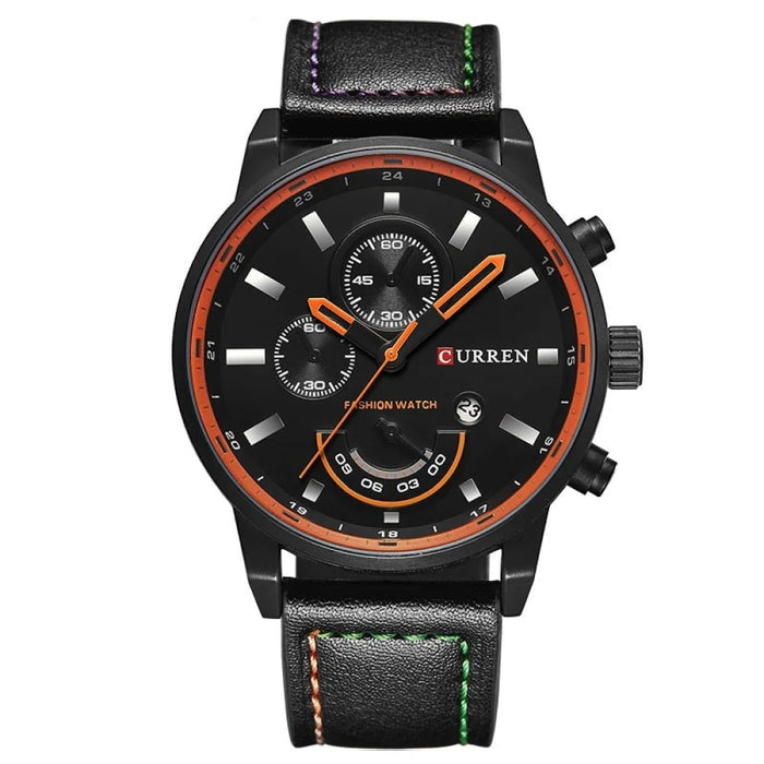 Men'S Fashion Casual Leather Sport Quartz Watch