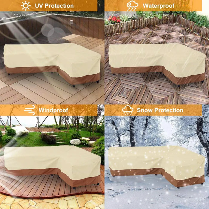 L Shape Corner Outdoor Sofa Cover Waterproof Rattan Corner Furniture Cover V Shape Protective Dust Covers