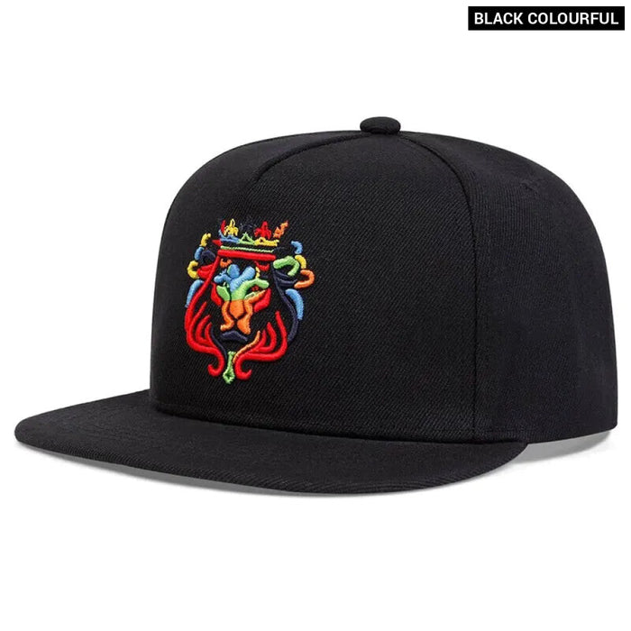 Adjustable Lion Crown Embroidered Baseball Cap / Hat