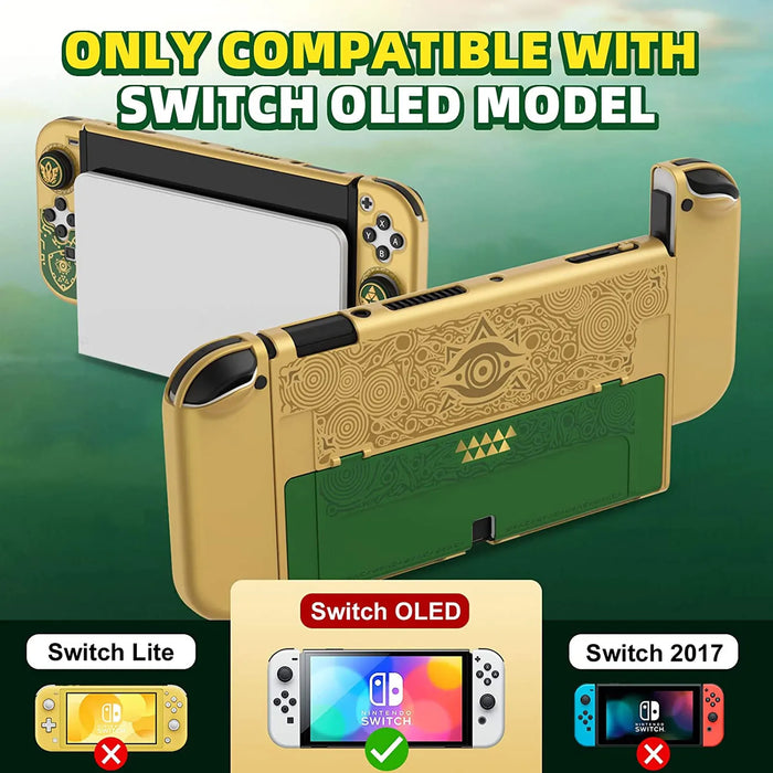 Golden-Green Protective Case Cover Oled Console Compatible Nintendo Switch Oled