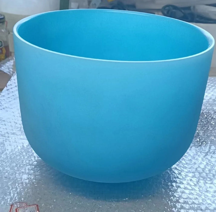 8 Inch 432Hz Abcdefg Light Blue Coloured Chakra Quartz Crystal Singing Bowl For Sound Healing